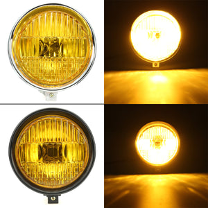 5.75 Motorcycle Headlight Light Retro Metal Yellow Len For Harley Bobber Chopper"