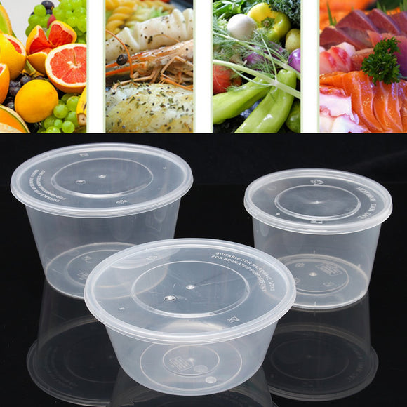 50 Pcs Transparent Plastic Deli Food Soup Jelly Storage Containers Lids 600/750/1000ml
