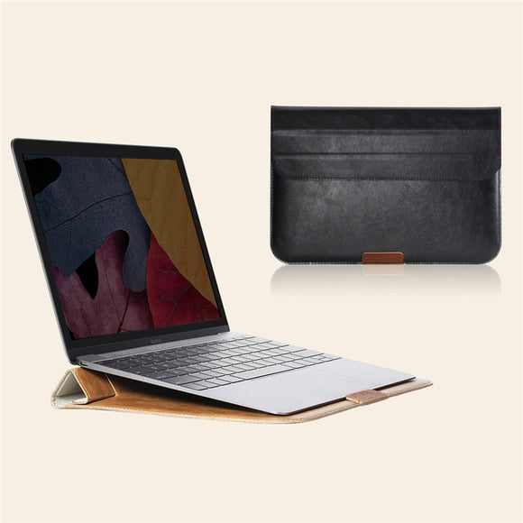 Rock Retro PU Leather Folding Folio Sleeve Pouch Carrying Bag With Stand For Macbook 12 Inch