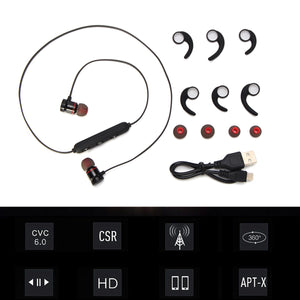 Magnetic Wireless Bluetooth Sports Earphone Headset Headphone For Samsung iPhone
