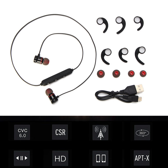 Magnetic Wireless Bluetooth Sports Earphone Headset Headphone For Samsung iPhone