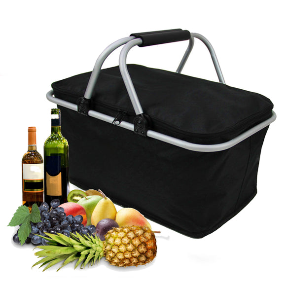 IPRee 30L Folding Camp Picnic Insulated Bag Ice Cooler Hamper Lunch Food Storage Basket