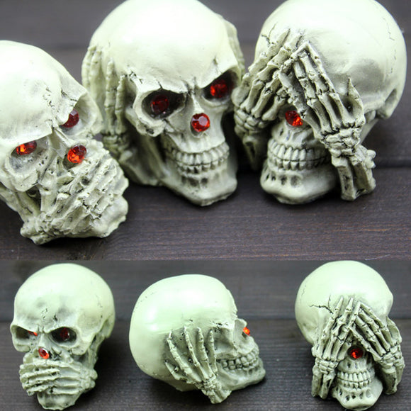 3PCS Halloween Party Resin Skeleton Ghost Decoration Toys Desk Decor