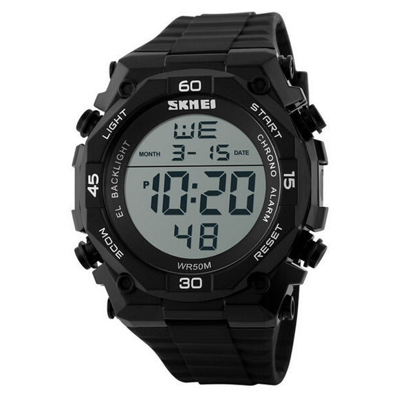SKMEI 1130 LED Digital Rubber Band Waterproof Multi-function Men Sport Wrist Watch