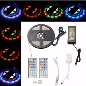 5M 3528 SMD 300LED RGB Waterproof Strip Light + 44 keys Remote Control UK Plug DC12V