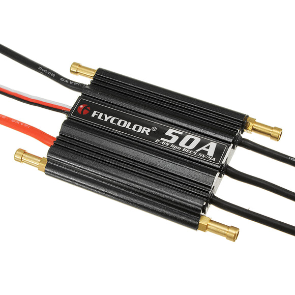 FlyColor 50A Brushless ESC for RC Boat 2-6s with 5.5v / 5A BEC