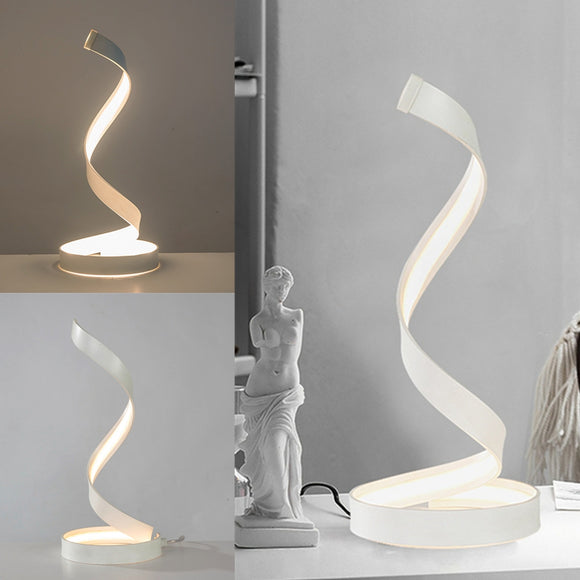 Modern LED Light Bedside Spiral Table Lamp Creative Design Curved  Warm White