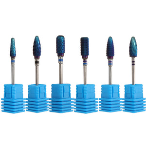 Pro Electric Blue Cylinder Coated Carbide File Drill Bit Nail Art Manicure Pedicure Kit