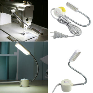 1W 220V Sewing Machine 12 LED Gooseneck Light Magnetic Base With US Plug