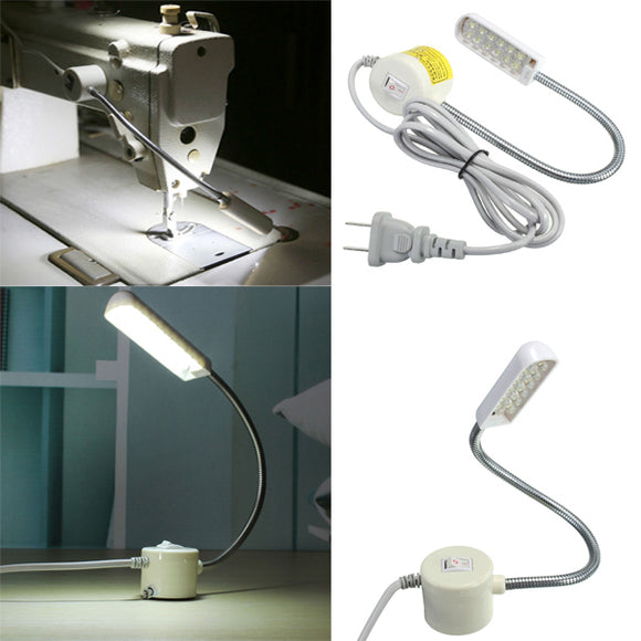 1W 220V Sewing Machine 12 LED Gooseneck Light Magnetic Base With US Plug