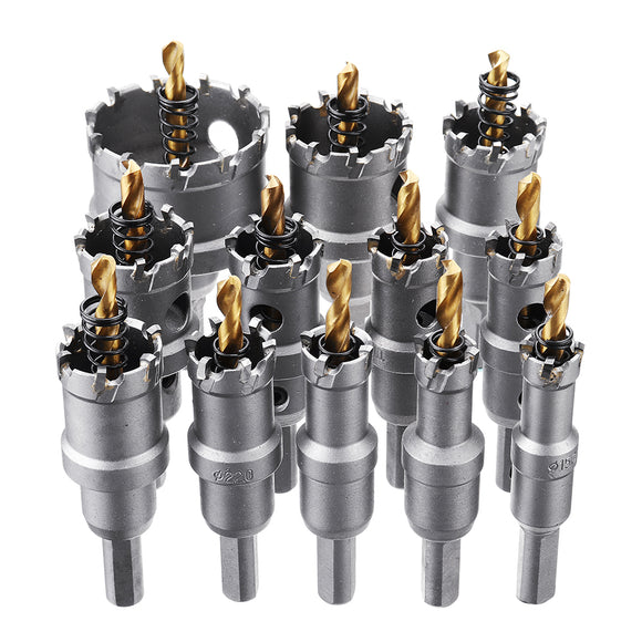 Drillpro 12pcs 15mm-50mm Upgrade M35 Titanium Coated Hole Saw Cutter for Stainless Steel Aluminum Alloy