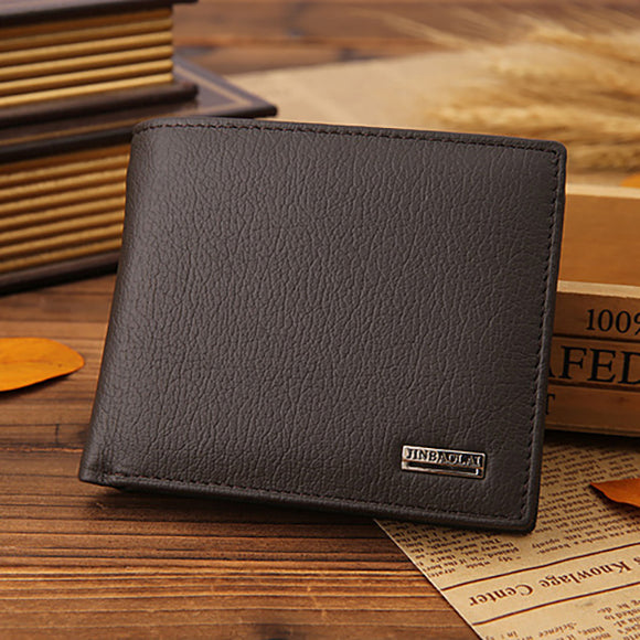 Men Genuine Leather Vintage Business Short Wallet Card Holder