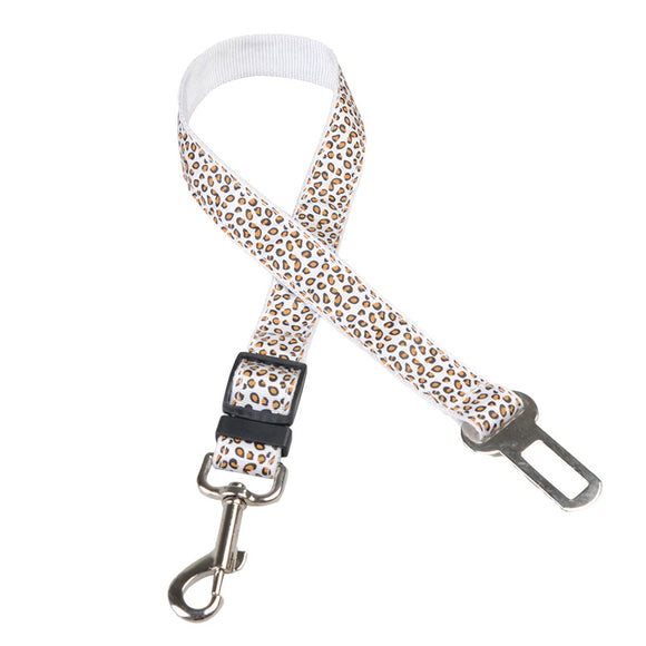 Dog Cat Retractable Leopard Car Seat Belt Safety Rope Puppy Seat Belt Leashes Universal