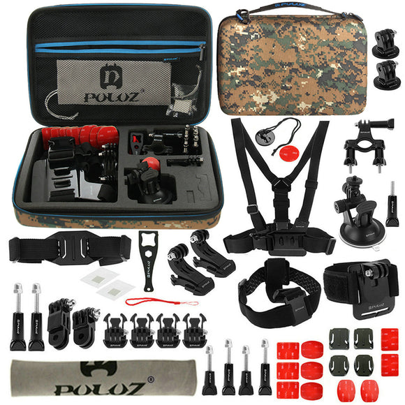 PULUZ PKT29 45 in 1 Accessories Combo Kit Mount Screw with Storage Case for Action Sportscamera