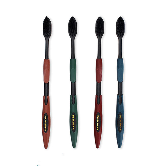 4 X Bamboo Charcoal Nano Toothbrush Fine Soft Bristle Antibacterial Toothbrush