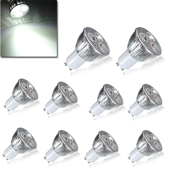 10X GU10 9W White 3LED Spotlightt Bulbs LED Lamp Light AC85-265V