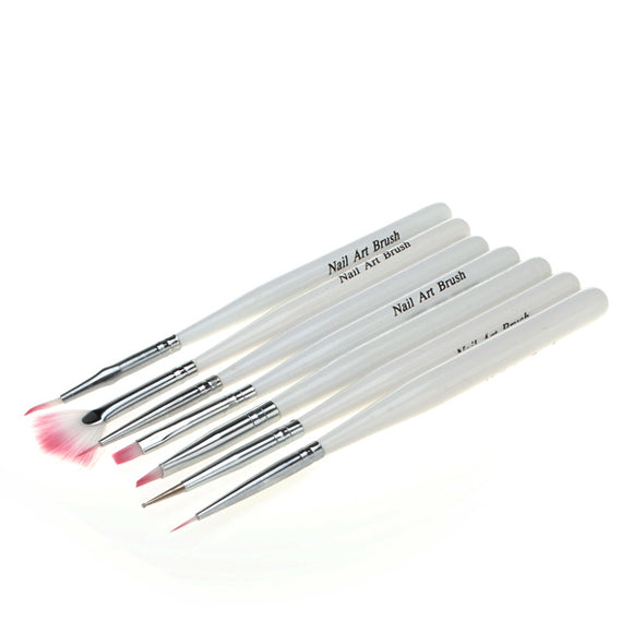 7pcs White Nail Art Gel Design Painting Pen Polish Brush
