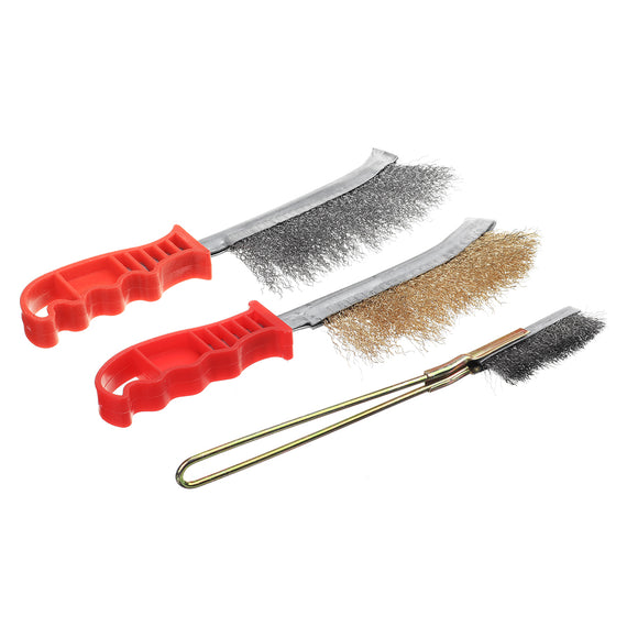 3pcs Wire Cleaning Brush Set Detailing Polish Steel Wire Copper Plating Plastic Rust Removal