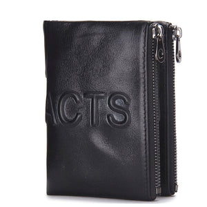 Men Wallet Zipper Pureses Genuine Leather Short Wallets Clutch Coins Bags