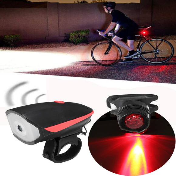 XANES Waterproof Super Bright USB Rechargeable LED Bike Light Headlight with Horn and Taillight Set