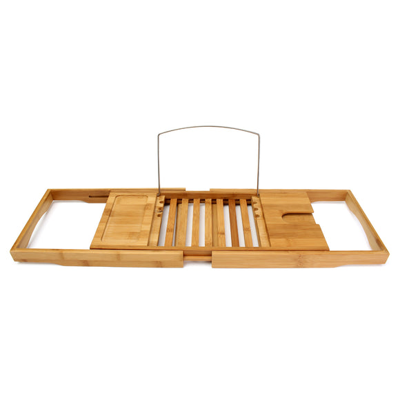 Bathtub Caddy Bamboo Bath Tub Holder Bathroom Tray Towel Glass Book Reading Rack Stand