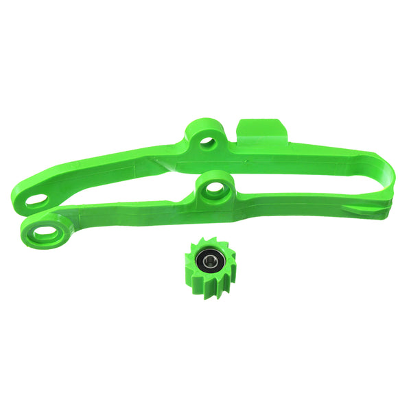 Green Chain Slider With Lower Roller For Kawasaki KX250F 06-16 KX450F 06-15