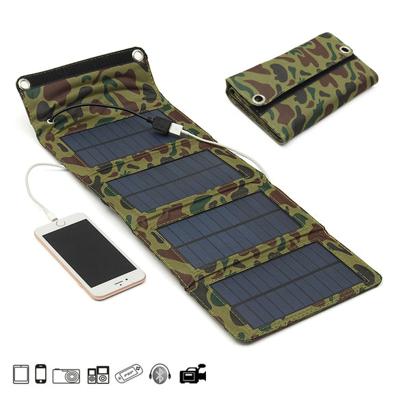 IPRee 7W 5.5V Portable Folding Solar Panel USB Charger Mobile Power Source For Cell Phone GPS Camera