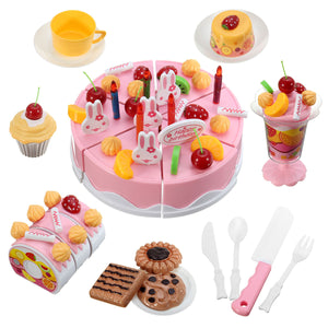 75PCS DIY Fruit Cake Cake Sweet Drink Kids Role Play Kitchen Toy Gift ABS Plastic