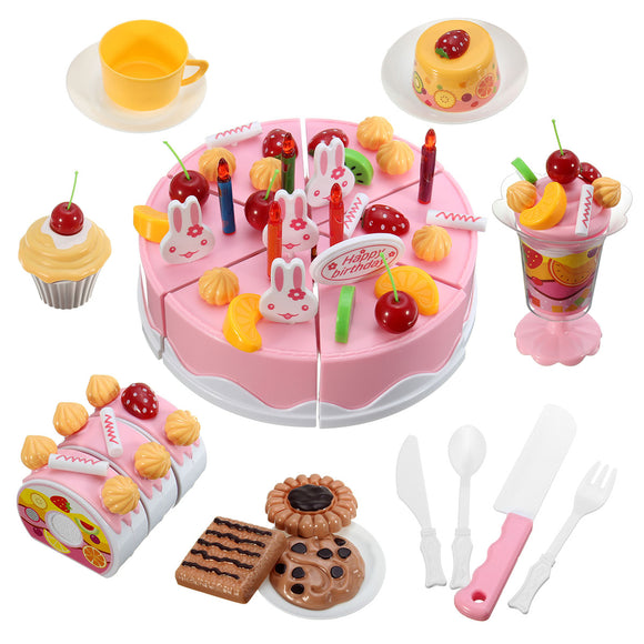 75PCS DIY Fruit Cake Cake Sweet Drink Kids Role Play Kitchen Toy Gift ABS Plastic