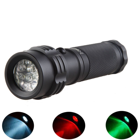 Hugsby LE-T11 11xLEDs 250Lm 3Colors Dimming IPX6 Camping Hunting Portable EDC LED Flashlight