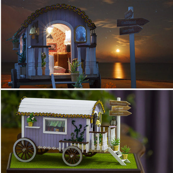 iiecreate 130-20F Travel Adventures With Furniture Light Dust Proof DIY Dollhouse Collection Gift