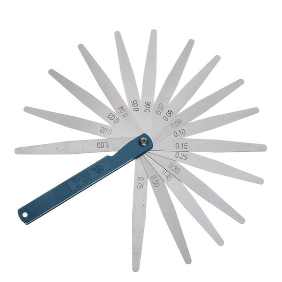 17pcs Blade Feeler Gauge Thickness Gap Metric Measure Tool Set 0.02mm to 1mm