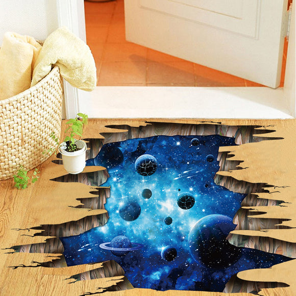 Miico Creative 3D the Milky Way Broken Wall Removable Home Room Decorative Wall Door Decor Sticker