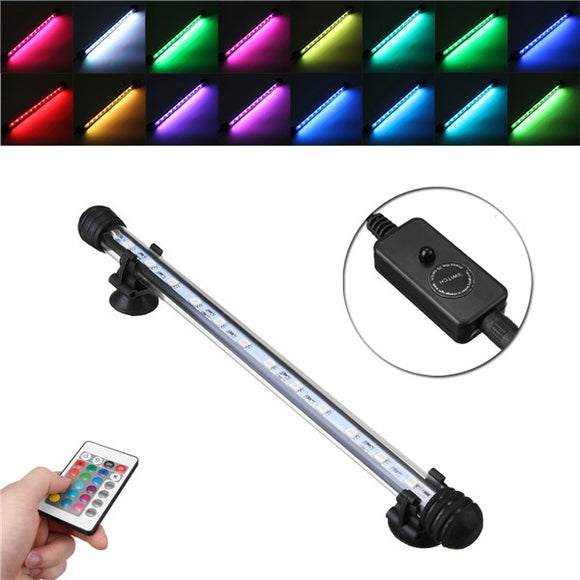 2W 30CM Submersible Remote Control/Button 12 LED RGB Night Lamp for Aquarium Fish Tank Pond