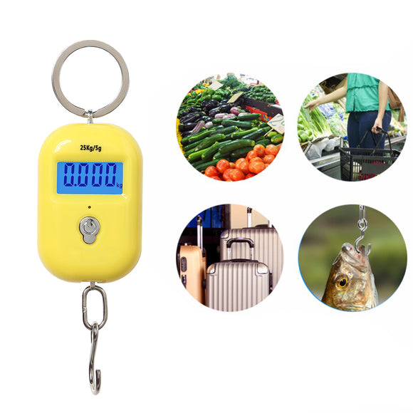 Mini Keychain Digital Hanging Scale Mini Electronic Luggage Hook Scale LCD Backlight Kitchen Steelyard