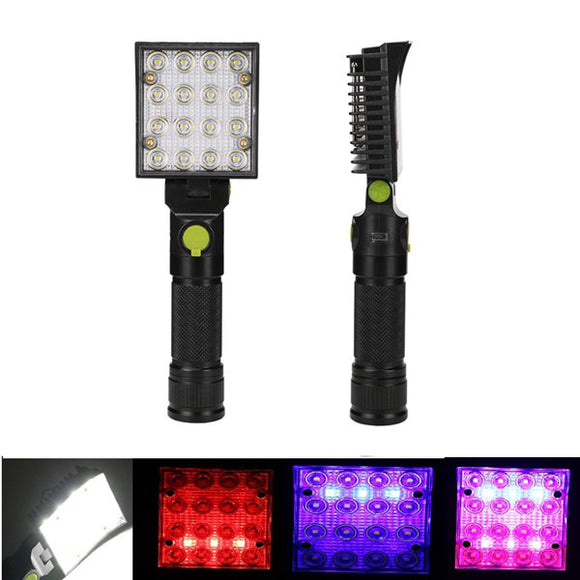 5W 16 LED Work Light White Red Blue Lighting Car Repair USB Torch Magnet Hook Tent Camping Lantern