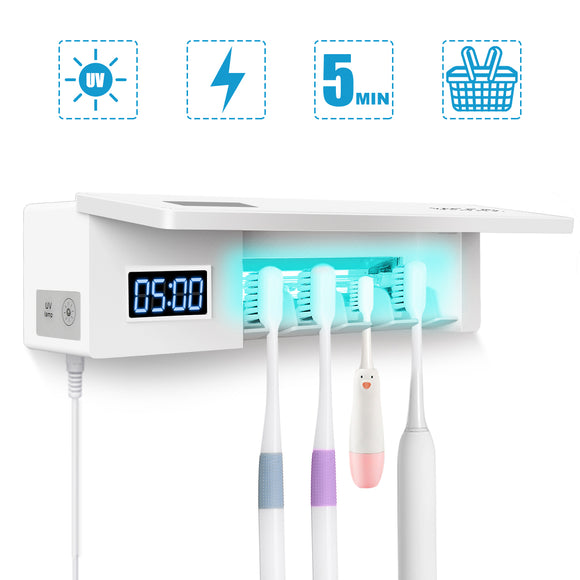 MECO ELE Toothbrush Sterilizer Ultraviolet Touch White 4 Toothbrush Groove Toothbrush Disinfector
