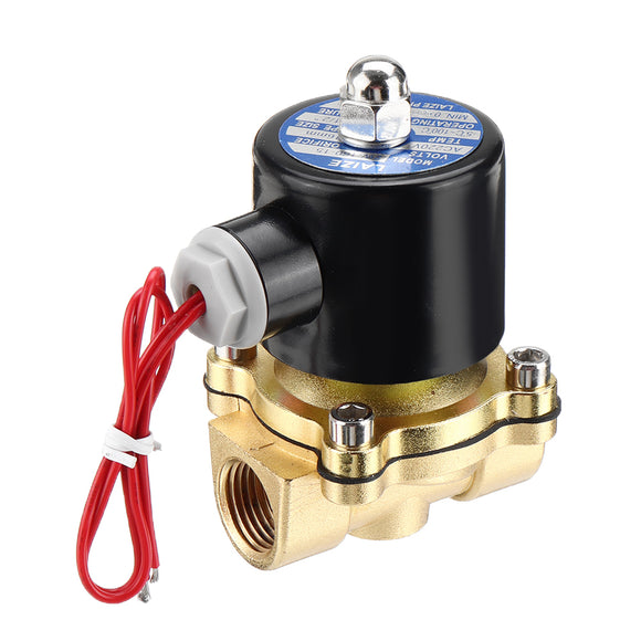 LAIZE DN15 NPT 1/2 Inch Brass Electric Solenoid Valve AC 220V/DC 12V/DC 24V Normally Closed Water Air Fuels Valve