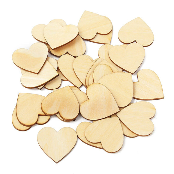 30pcs MDF Wooden Hearts DIY Decoration Craft Accessories Findings