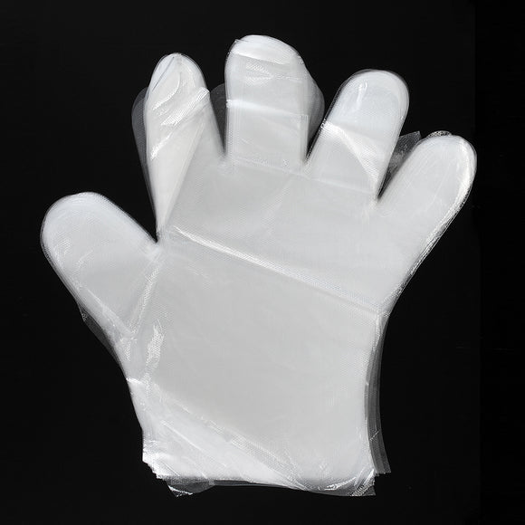 100pcs Food Grade Disposable Glove Home Kitchen Dining Transparent PE Film Plastic Safety Gloves