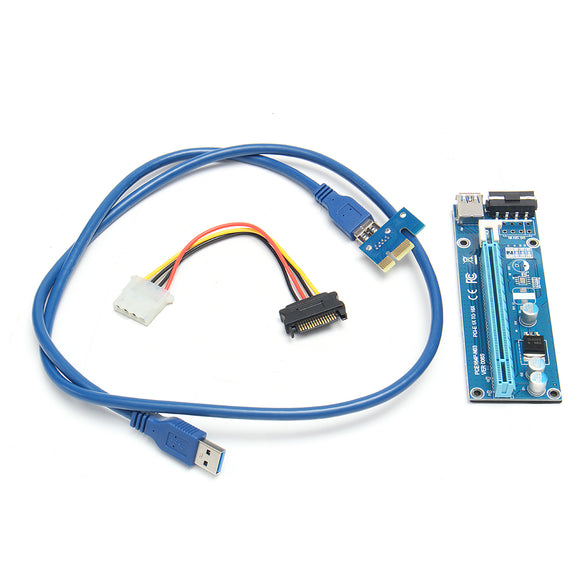 1M USB 3.0 PCI-E 1x to 16x Powered Extender Riser Board Card SATA Cable Adapter