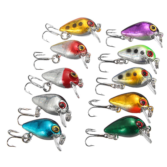 ZANLURE 10Pcs/ Lot Minnow Fishing Lures Baits 2.6cm/ 1.5g Fish Bass Hooks Crankbaits Tackle