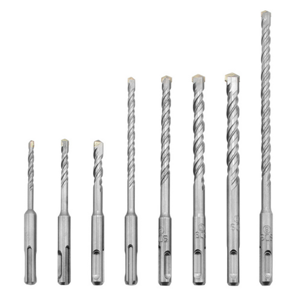 Drillpro 8Pcs 5-12mm Carbide Tip Electric Hammer Masonry Drill Bits SDS Plus Shank