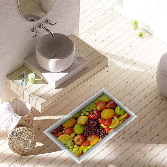 PAG 3D Anti Slip Waterproof Fruit Pattern Bathroom Floor Sticker Washable Shower Room Decor