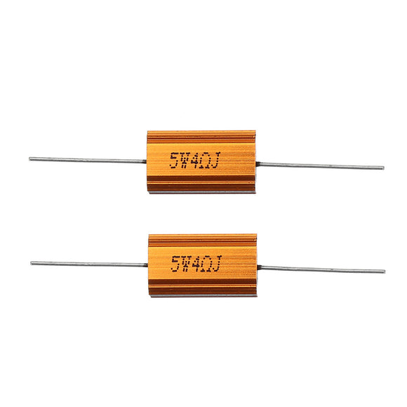 2pcs RX24 5W 4R 4RJ Metal Aluminum Case High Power Resistor Golden Metal Shell Case Heatsink Resistance Resistor