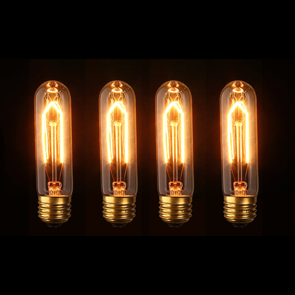 4PCS AC110V Dimmable E26 T10 60W Vintage Antique Edison Incandescent Light Bulb for Indoor Use