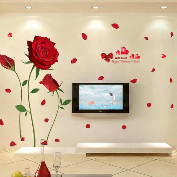 Removable Red Rose Life Is The Flower Wall Sticker Mural Decal Home Room Art Decor DIY Sticker