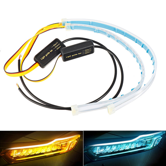 2PCS 30CM Waterproof LED Car DRL Daytime Running Lamp Strip Light Soft Tub