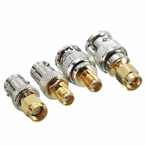 Excellway JA01 4pcs BNC Male Plug To SMA Female Jack Straight RF Connector Adapter