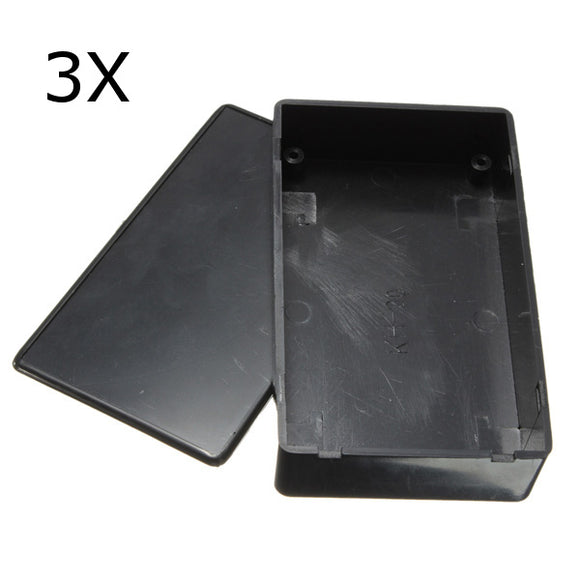 3Pcs Black Plastic Electronic Box Instrument Case 100x60x25mm